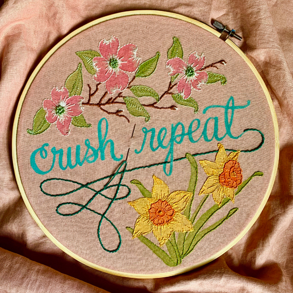 Crush Repeat needlework piece of art